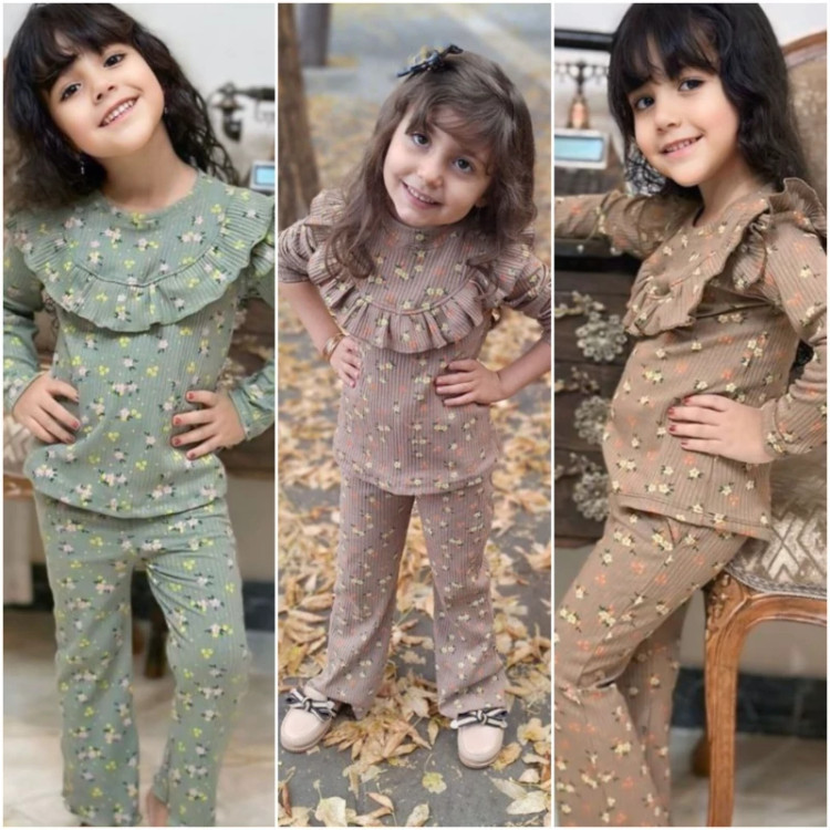 ست بلوز و شلوار دخترانه کشباف گلدار